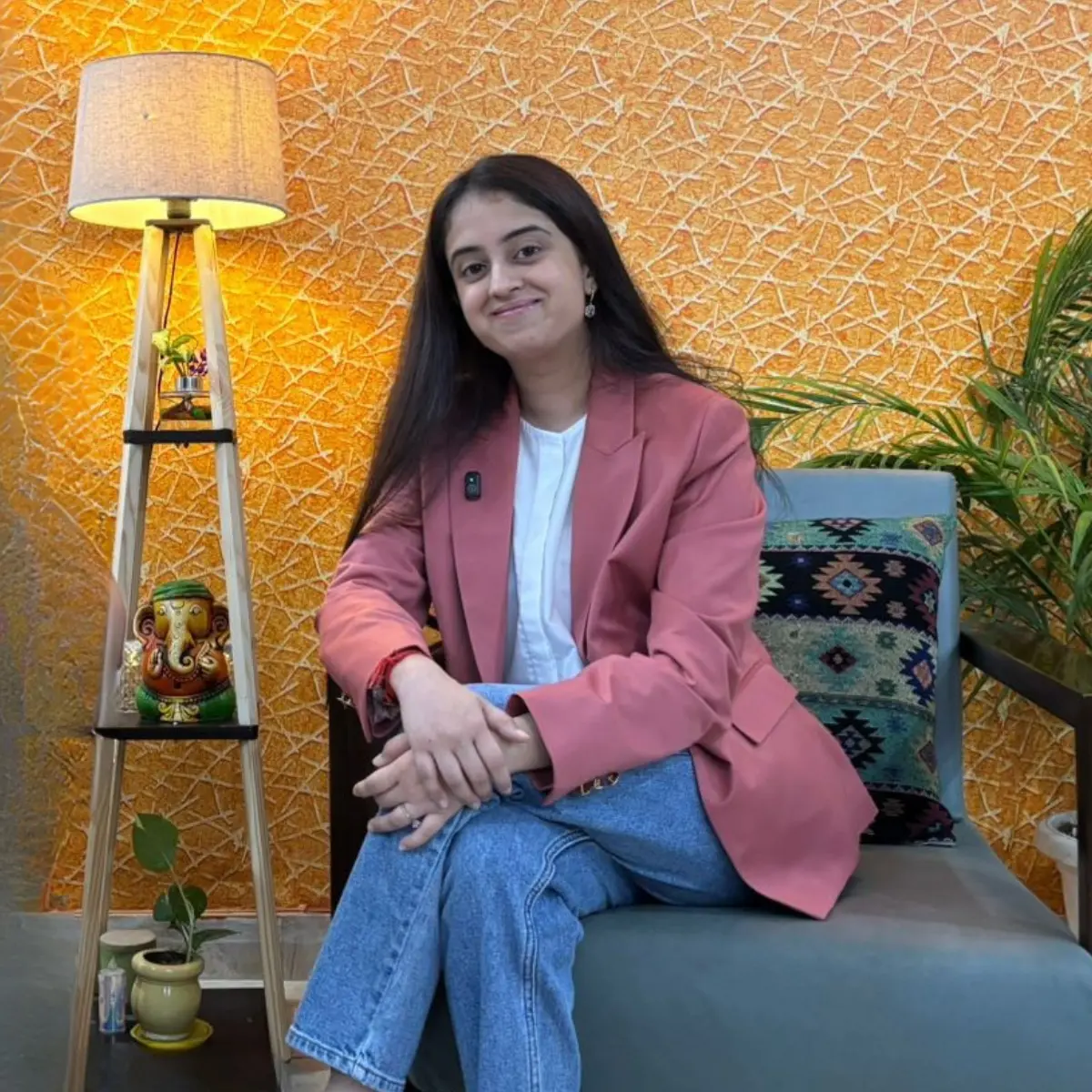 Dhairya Mohla, founder of Happivie Consulting, seated and ready to begin a conversation